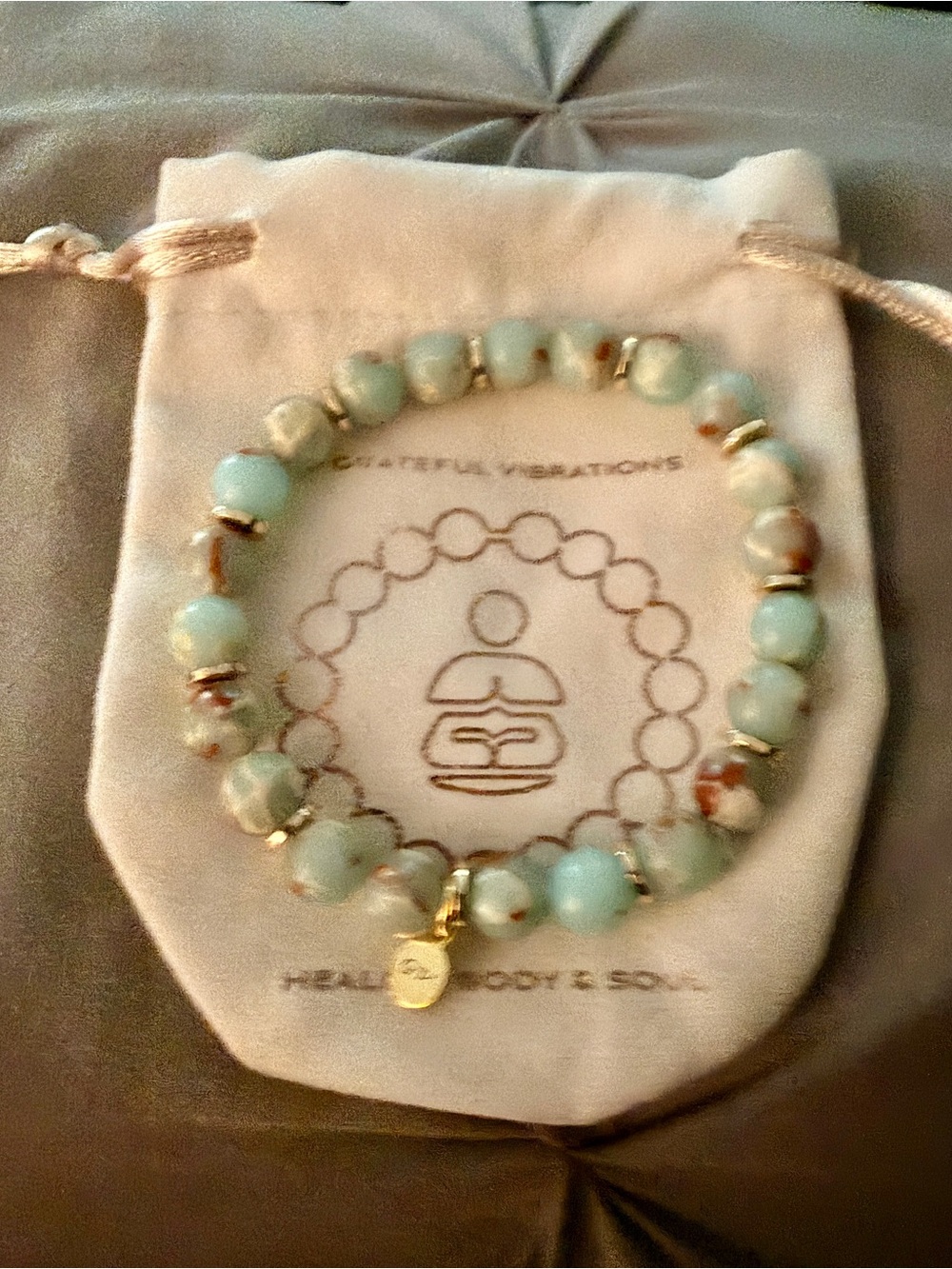 Amazonite Beaded Stretch Bracelet - Light Blue